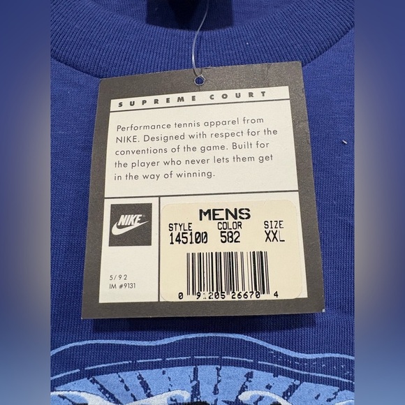 NWT Vintage 90s Nike Supreme Court Blue Center Swoosh T-shirt Sz 2XL XXL - Picture 4 of 6